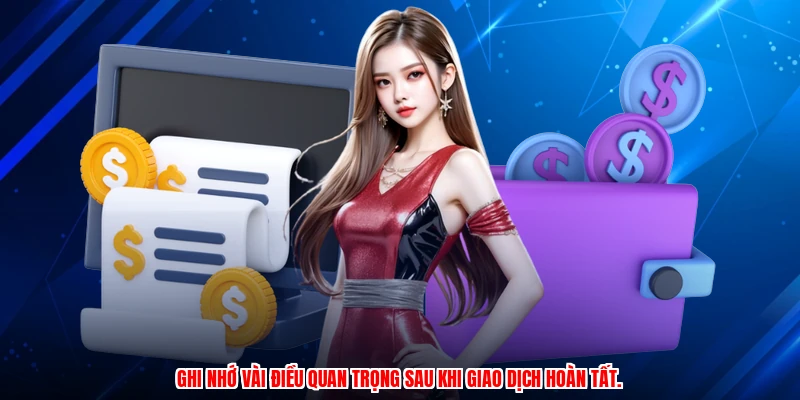 Ghi nhớ vài điều quan trọng sau khi giao dịch hoàn tất.